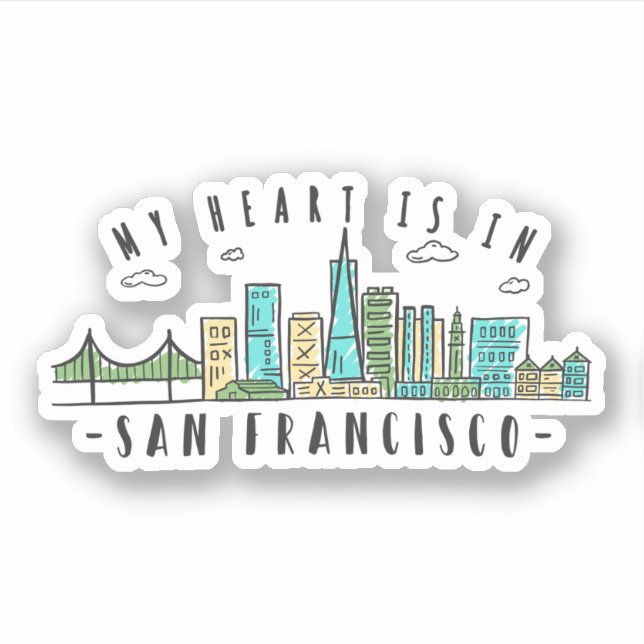 My Heart is in SAN FRANCISCO - Handdrawn Skyline (Front)