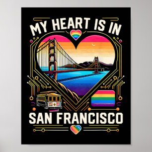 My Heart Is In San Francisco Souvenir Golden Gate Poster
