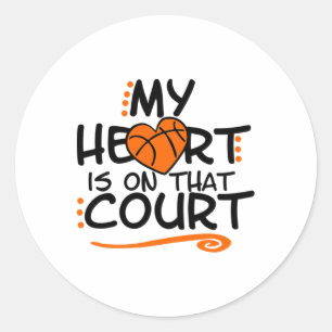 My Heart Is On That Court Sketll Classic Round Sticker