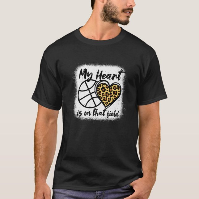 My Heart Is On That Field Basketball Mom Cheetah W T-Shirt (Front)
