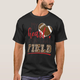 My Heart Is On That Field Football Mom Leopard Fun T-Shirt