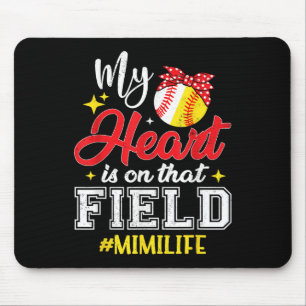 My Heart Is On That Field Softball Baseball Mimi Mouse Pad