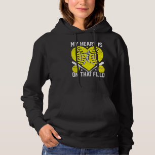 My Heart Is On That Field Softball Player Coach Hoodie