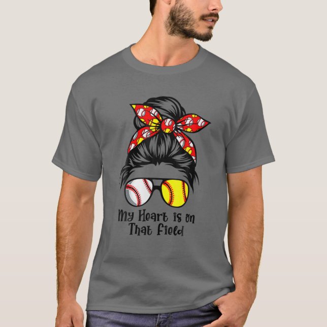 My Heart Is On That Field Tee Baseball Mom Messy B (Front)
