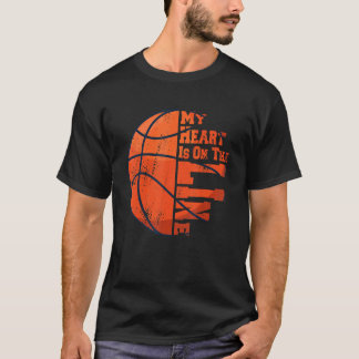 My Heart Is On The Line Basketball Mum 4 T-Shirt