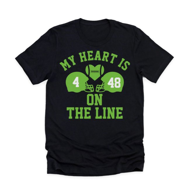 My Heart is on the Line Football 2 Player T-Shirt (Creator Uploaded)