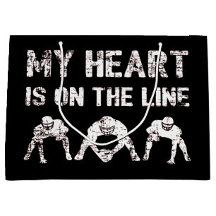 My Heart Is On The Line - Football Lineman I Large Gift Bag
