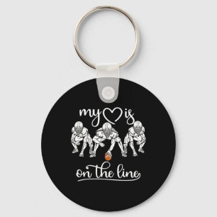 My Heart Is On The Line Offensive Lineman Vintage  Key Ring