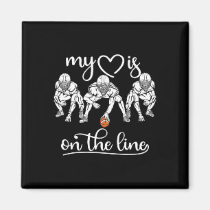 My Heart Is On The Line Offensive Lineman Vintage Magnet