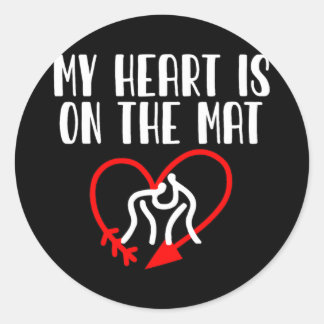 My Heart is on the Mat Wrestling Mum Wrestling Classic Round Sticker