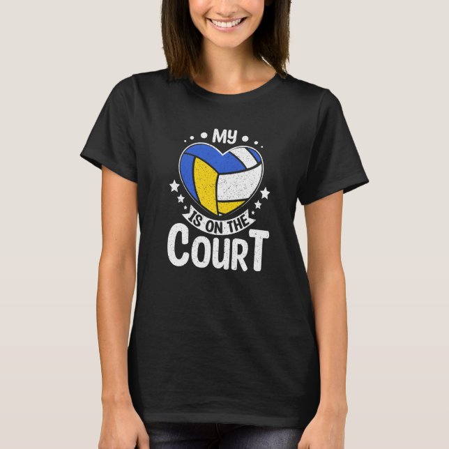 My Heart is on the volleyball court Premium T-Shirt (Front)