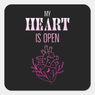 My Heart Is Open Openness Inspiration Warmly Square Sticker
