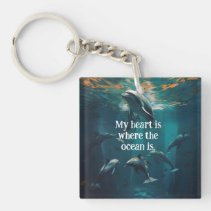 My heart is where the ocean is custom keychain