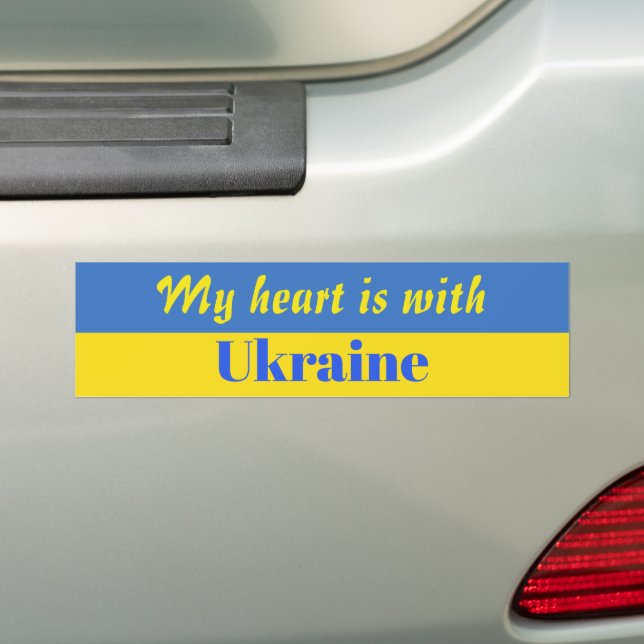 My Heart is With Ukraine Bumper Sticker (On Car)
