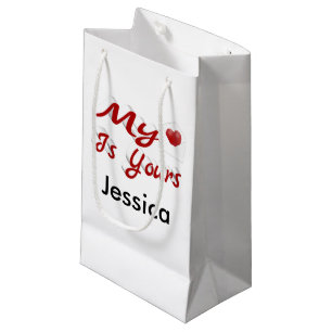 My Heart is Yours Valentines Day Personalized  Small Gift Bag