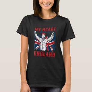 My Heart Lives In England Union Jack British Flag T-Shirt