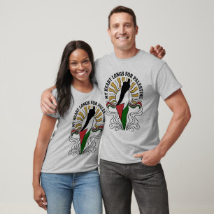 My Heart Longs For Palestine - Patriotic Map & Fla T-Shirt
