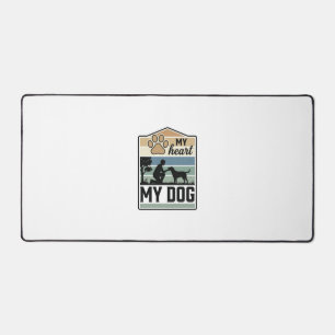 My Heart My Dog Vintage Engraving Dog Lover Design Desk Mat