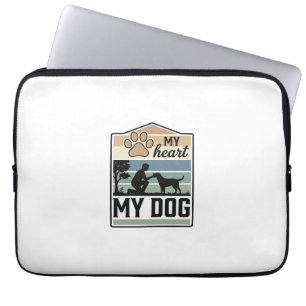 My Heart My Dog Vintage Engraving Dog Lover Design Laptop Sleeve