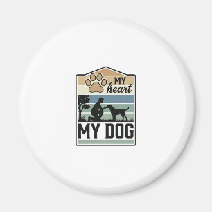 My Heart My Dog Vintage Engraving Dog Lover Design Magnet