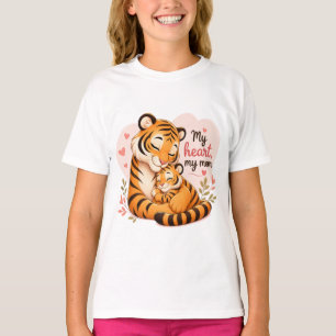 My Heart, My Mum: Cute Tiger Mother and Cub T-Shirt