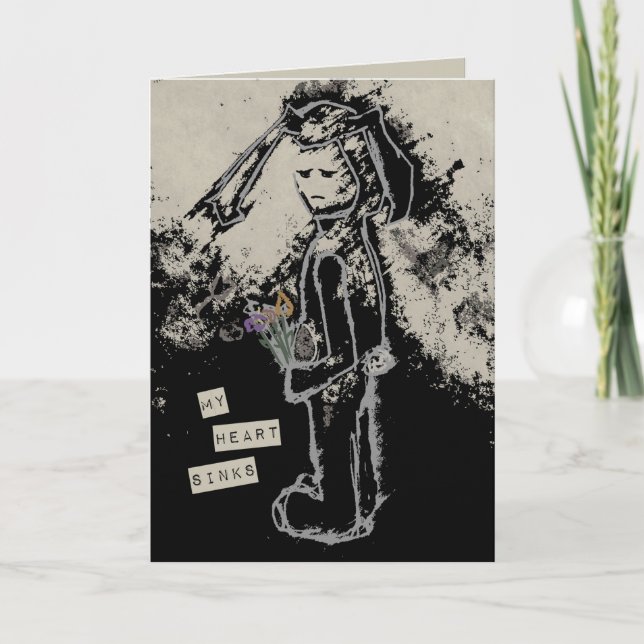 my heart sinks sympathy sinibunny card (Front)