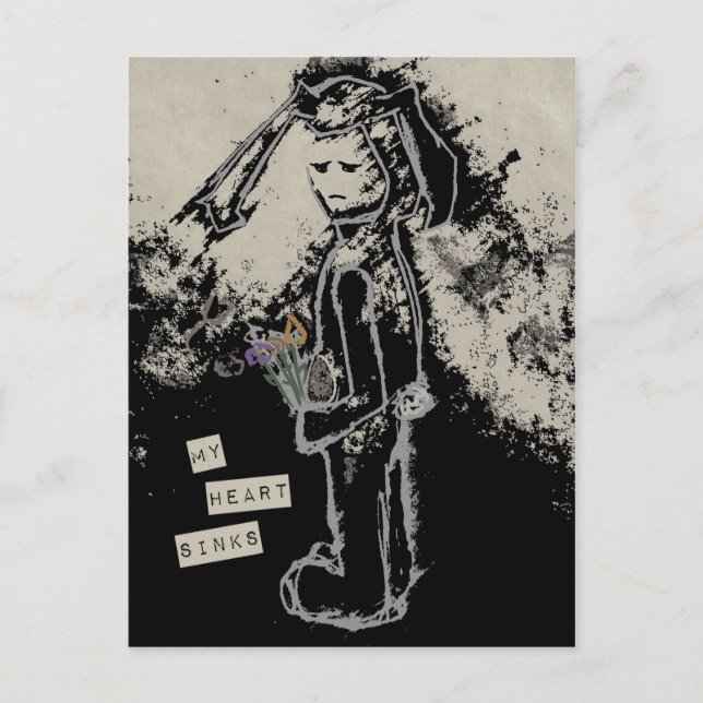 my heart sinks sympathy sinibunny postcard (Front)