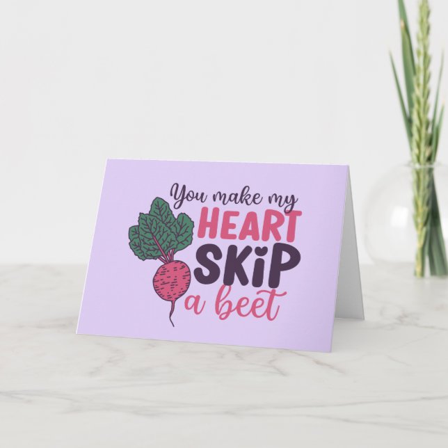 My Heart Skip A Beet Cute Funny Valentine's Day Holiday Card (Front)