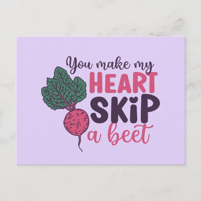 My Heart Skip A Beet Cute Funny Valentine's Day Postcard (Front)