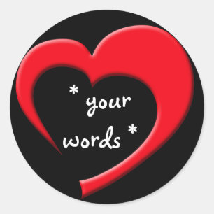 My Heart, Your Words Sticker (red on black)