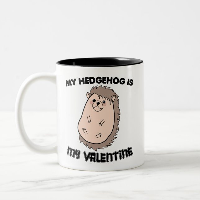 My Hedgehog Is My Valentine Two-Tone Coffee Mug (Left)