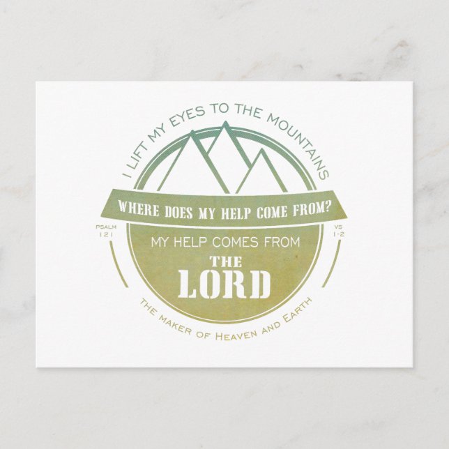 My help comes from the Lord, Green Logo Verse Postcard (Front)