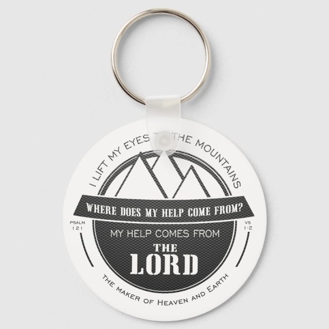 My help comes from the Lord, Mountain Logo Verse Key Ring (Front)