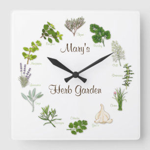 My Herb Garden Square Wall Clock