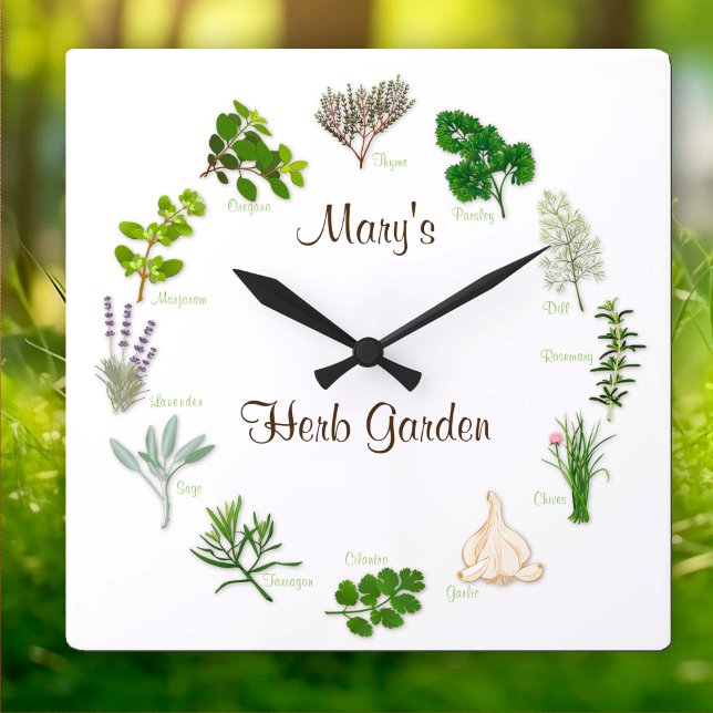 My Herb Garden Square Wall Clock (Custom Herb Garden Clock
Check your Thyme! Personalize with your custom text. )