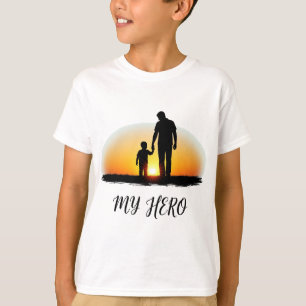 My Hero Dad Father & Child Sunset Silhouette T-Shirt