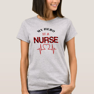 My Hero is a Nurse Plaid Heart Cardiogram T-Shirt