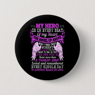 My Hero Is Heart Angel Thought Alzheimer's Warrior 6 Cm Round Badge