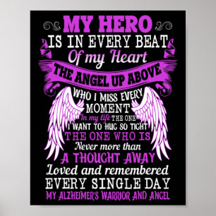My Hero Is Heart Angel Thought Alzheimer's Warrior Poster