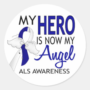 My Hero Is My Angel ALS Classic Round Sticker