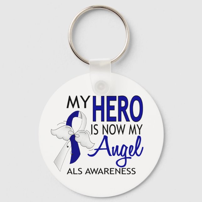 My Hero Is My Angel ALS Key Ring (Front)