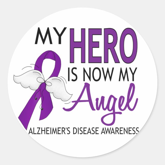 My Hero Is My Angel Alzheimer's Disease Classic Round Sticker (Front)
