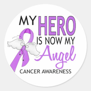 My Hero Is My Angel Cancer Classic Round Sticker
