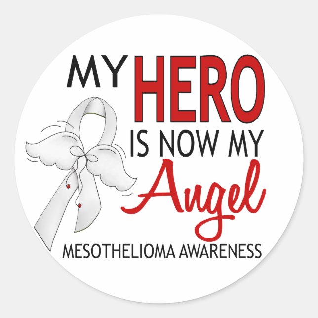 My Hero Is My Angel Mesothelioma Classic Round Sticker (Front)
