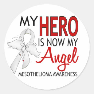 My Hero Is My Angel Mesothelioma Classic Round Sticker