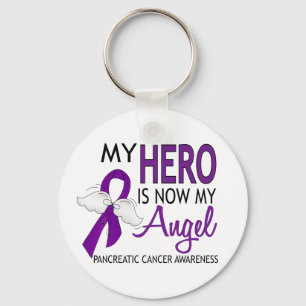 My Hero Is My Angel Pancreatic Cancer Key Ring