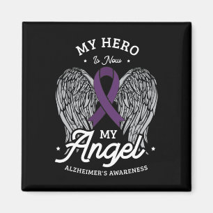 My hero is now my angel alzheimer's awareness Alzh Magnet