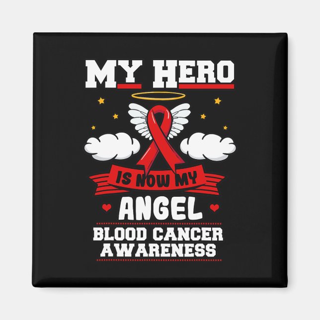 My Hero Is Now My Angel Blood Cancer Red Clouds Li Magnet (Front)