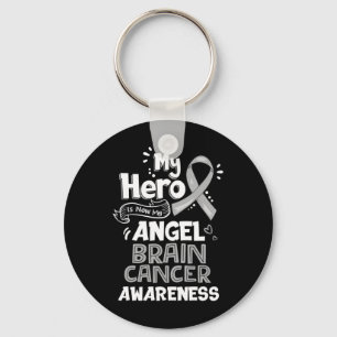 My Hero Is Now My Angel Brain Cancer Awareness Gre Key Ring