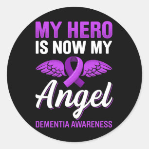 My Hero Is Now My Angel Dementia Awareness Heimerh Classic Round Sticker